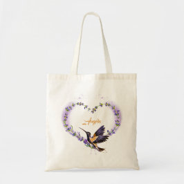 Personlig Lila Hummingbird Heart Tygkasse