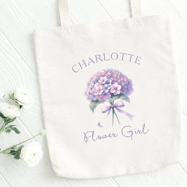 Personlig Lila Hydrangea Bow Flower Girl Tygkasse