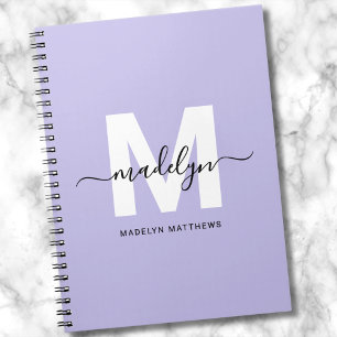 Personlig Lila Initial Monogram Anteckningsbok