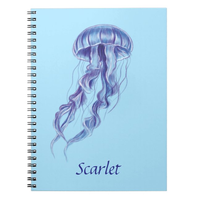 Personlig Lila Jellyfish illustration design Anteckningsbok (Framsidan)