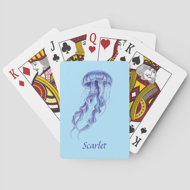 Personlig Lila Jellyfish illustration design Casinokort (Baksidan)
