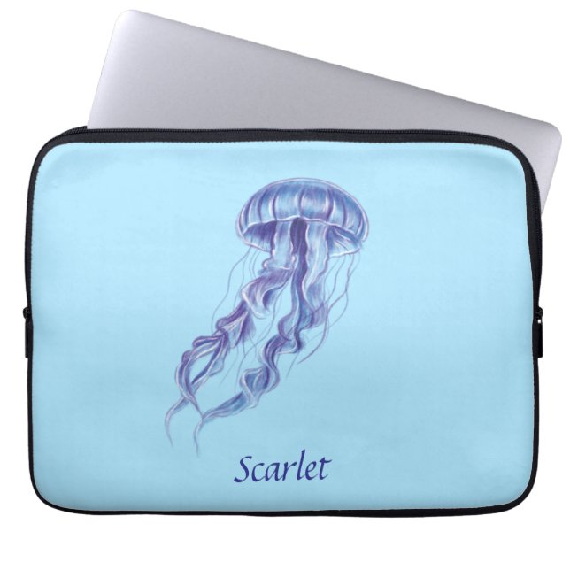 Personlig Lila Jellyfish illustration design Laptop Fodral (Framsidan)