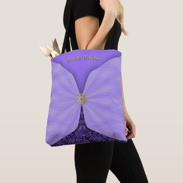 Personlig Lila Juvel Textil Illusion Tygkasse (Närbild)