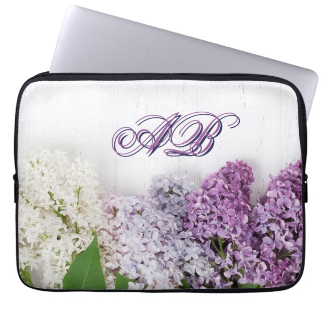 Personlig lila laptopsleeve | Monogram 13"  Laptop Fodral (Framsidan)