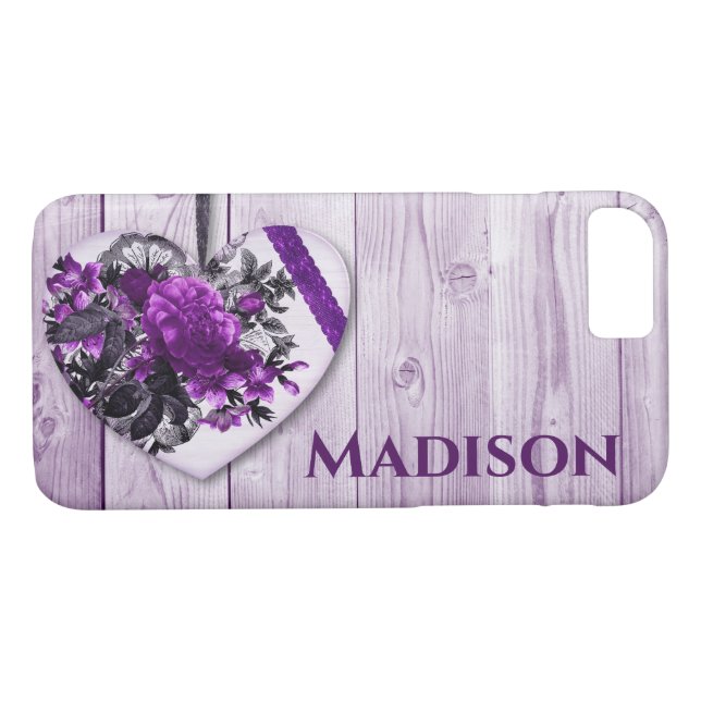 Personlig Lila Lilac Flowers & Snöre Heart Case-Mate iPhone Skal (Baksida (horisontal))