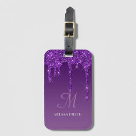Personlig Lila Loggage Tag Glitter Bagagebricka