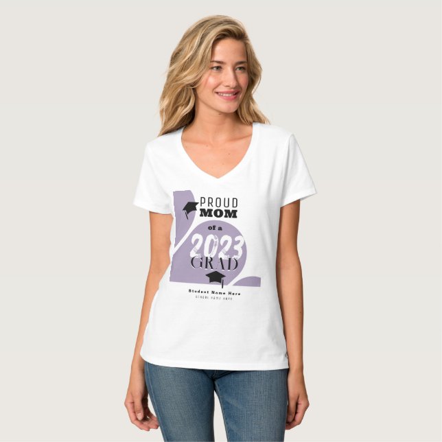 Personlig Lila Modern Arch Proud Mamma Grad T Shirt (Hel framsida)