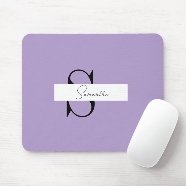 Personlig Lila Mousepad med Initial och Namn Musmatta (Med mus)