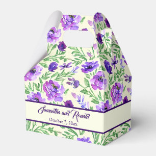 Personlig lila och grön blomsterbröllop presentaskar