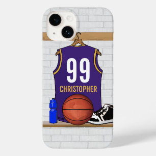 Personlig Lila och Guld Basketball Jersey