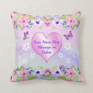 Personlig Lila och Rosa Butterfly Pillow Kudde