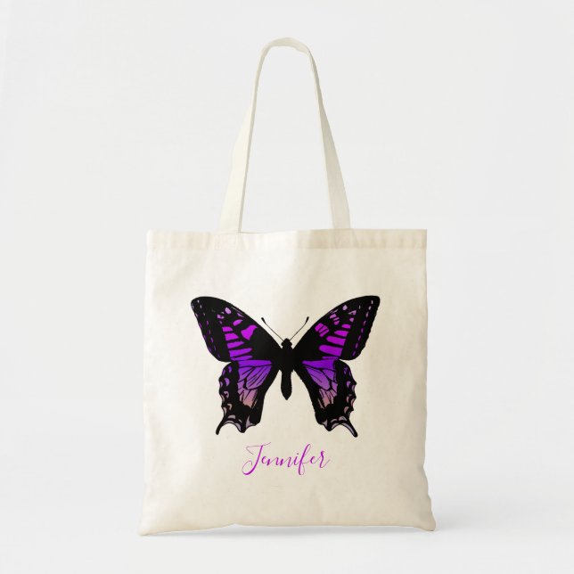 Personlig Lila Ombre Vinge Butterfly Tygkasse (Framsidan)