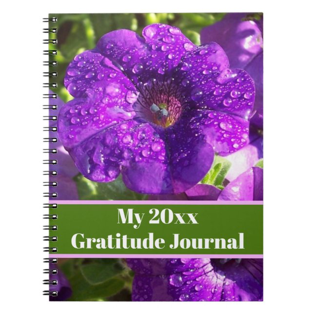 Personlig Lila Petunias Journal Notebook Anteckningsbok (Framsidan)