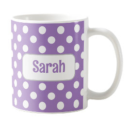 Personlig Lila Polka Dot Mugg