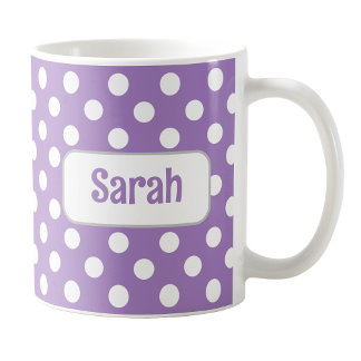 Personlig Lila Polka Dot Mugg