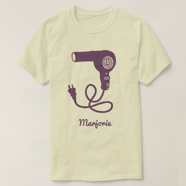 Personlig Lila Retro Hairdryer Blow Dryer T Shirt (Design framsida)