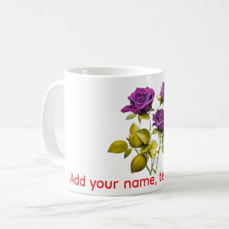Personlig lila ros-mugg | Lägg till ditt namn, tex Kaffemugg