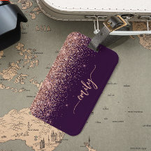 Personlig Lila Roséguld Glitter Signatur