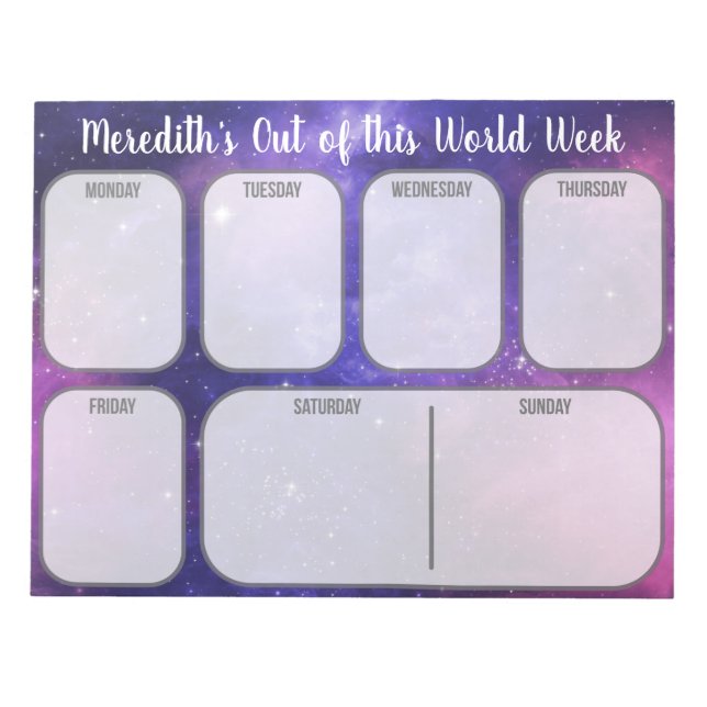 Personlig Lila Rymden Nattlinbaneprogram Himlar Anteckningsblock (Framsida)