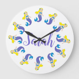 Personlig Lila Sjöjungfru Girl Bedroom Bathroom Stor Klocka