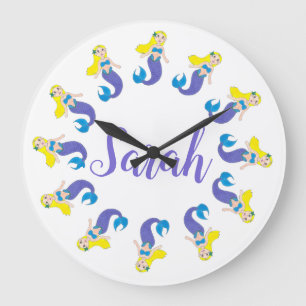 Personlig Lila Sjöjungfru Girl Bedroom Bathroom Stor Klocka