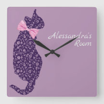 Personlig Lila Snöre Cat Silhouette Lavender
