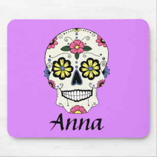 Personlig Lila Sugar Skull Mus Pad Musmatta