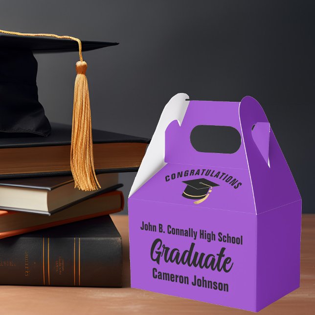 Personlig lila svart examensfest presentaskar (Skapare uppladdad)