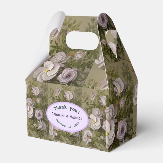 Personlig lila syrenhibiskus täckt bröllop presentaskar (Framsidan Sidan)