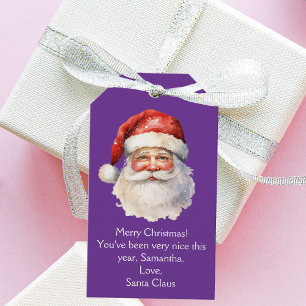 Personlig lila tomte jul presentetikett