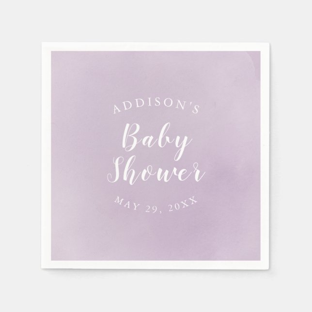 Personlig Lila Vattenfärgsbabyskor för  Pappersservett (Framsidan)