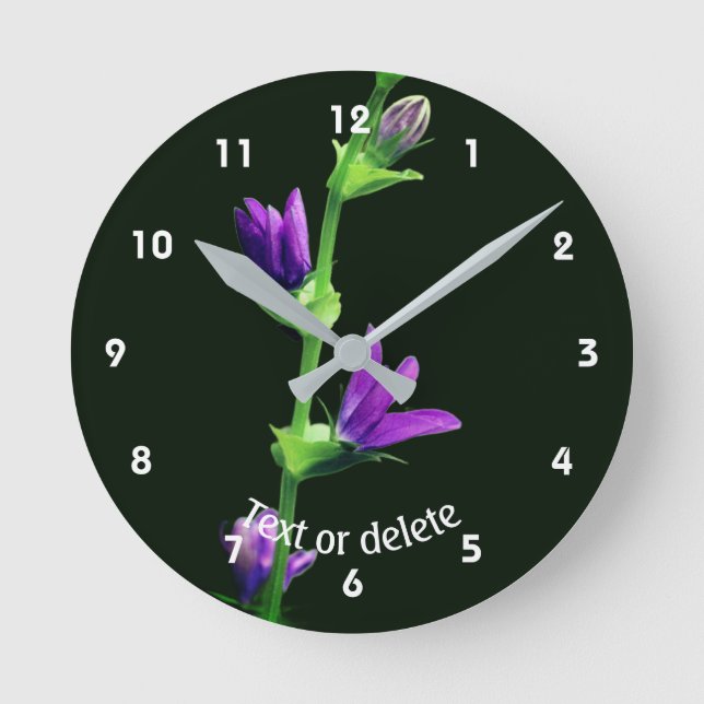 Personlig lila vildblomma rund klocka (Framsida)