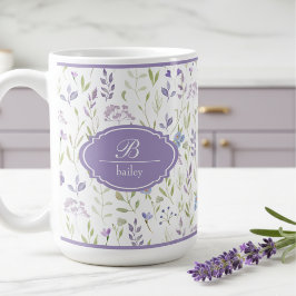 Personlig lila vildblommamugg kaffemugg