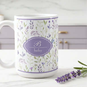 Personlig lila vildblommamugg kaffemugg
