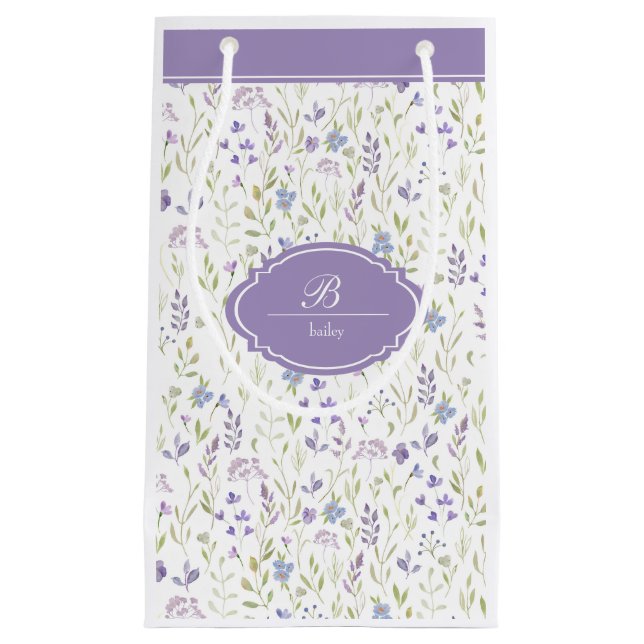 Personlig lila vildblomsmonogram (Framsidan)