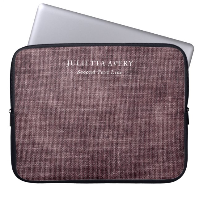 Personlig Lila Vin Linen Rustic Struktur Laptop Fodral (Framsidan)
