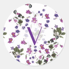 Personlig Lila Violet Blommigt Sticker Runt Klistermärke