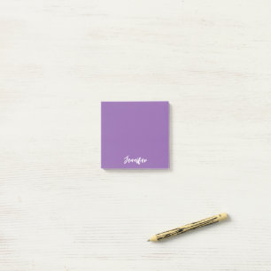 Personlig Lila Vitskript Namn Post-it Block