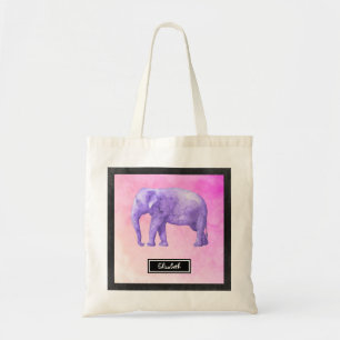 Personlig Lila Watercolor Elephant Tygkasse