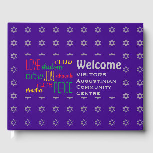 Personlig Lila WELCOME Hebrew Gästböcker