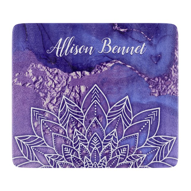 Personlig Lila White Watercolor Mandala (Framsidan)