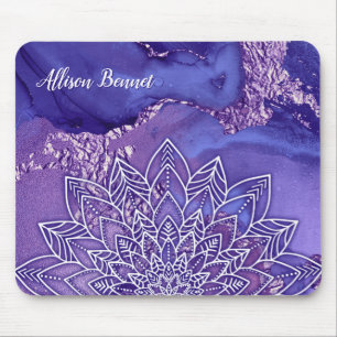 Personlig Lila White Watercolor Mandala Musmatta