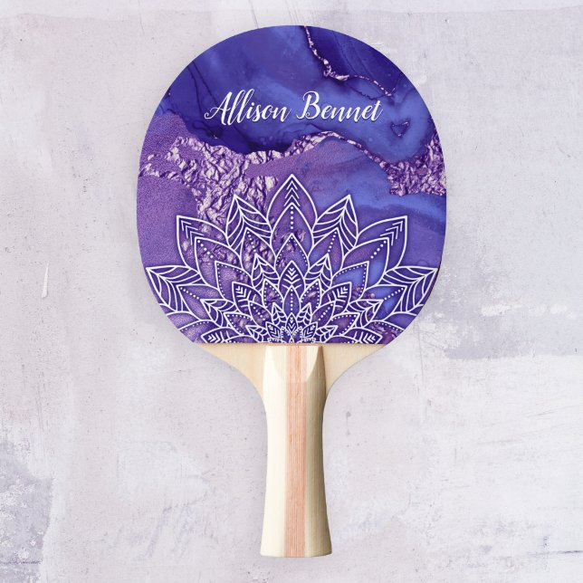 Personlig Lila White Watercolor Mandala Pingisracket (Skapare uppladdad)