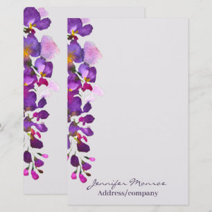 Personlig lila wisteria brevpapper