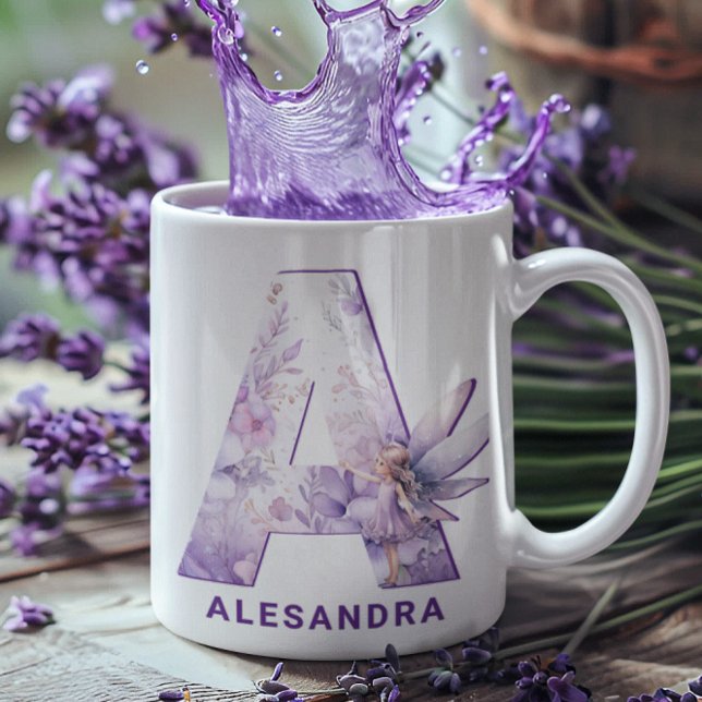Personlig Lilac Fairy Monogram A Kaffemugg (Personalized Lilac Fairy Monogram A Coffee Mug)