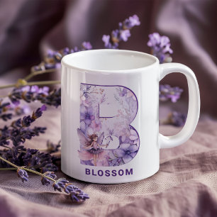 Personlig Lilac Fairy Monogram B Kaffemugg