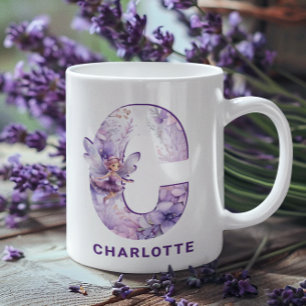 Personlig Lilac Fairy Monogram C Kaffemugg