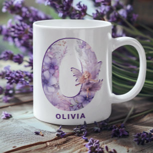 Personlig Lilac Fairy Monogram O Kaffemugg