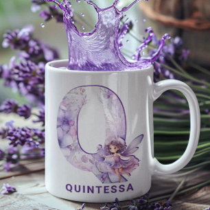 Personlig Lilac Fairy Monogram Q Kaffemugg