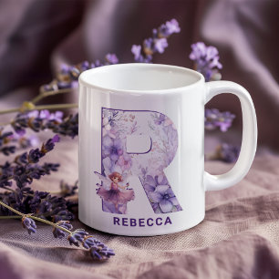 Personlig Lilac Fairy Monogram R Kaffemugg